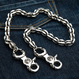 Cadena para cartera de plata de ley Skull Blossom, cadena en ángulo
