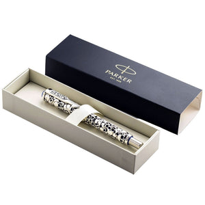 Skull Carved Sterling Silver Pen, pen in open box