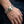 Heavy Skull Clasp Sterling Silver Curb Bracelet worn around an adult wrist