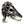 Bague en argent sterling avec tête de mort et clés croisées, vue latérale de la tête de mort et poinçon intérieur