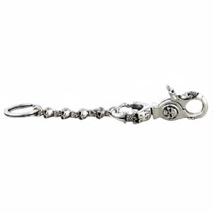 Skull Link Sterling Silver Keychain, extended front