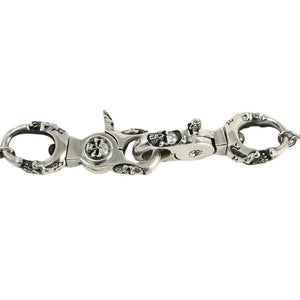 Skull-Link Sterling Silver Wallet Chain, connector skull detail