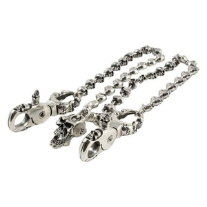 Skull-Link Sterling Silver Wallet Chain, full chain and skull links