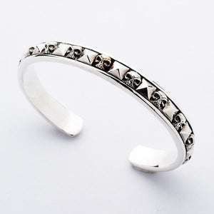 Skull and Pyramid Sterling Silver Cuff Bracelet. Cuff right angle.
