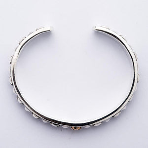 Skull and Pyramid Sterling Silver Cuff Bracelet. Full cuff back.