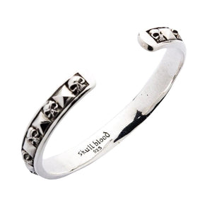 Skull and Pyramid Sterling Silver Cuff Bracelet. Inner maker stamp.