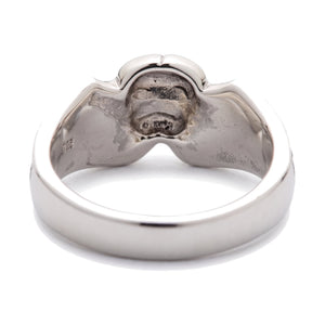 Anillo de plata de ley de calavera con ojo de diamante y volutas, interior del anillo de calavera y sello de plata