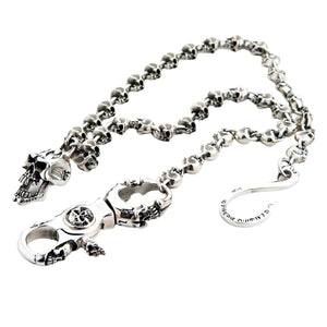 Skull Link Geldbörsenkette aus Sterlingsilber, Kettenrückseite