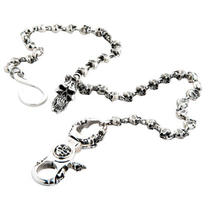 Skull Link Geldbörsenkette aus Sterlingsilber, Kettenseite