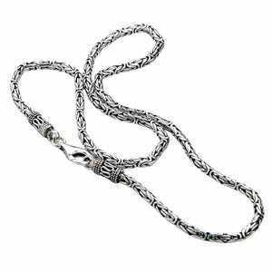 3mm Byzantine Sterling Silver Chain Necklace shown in coiled link groups view.