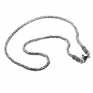 3mm Byzantine Sterling Silver Chain Necklace shown in complete chain loop view.