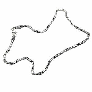 3mm Byzantine Sterling Silver Chain Necklace shown in extended chain links view.