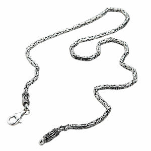 3mm Byzantine Sterling Silver Chain Necklace shown in open clasp link detail view.