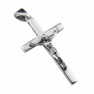 Kleiner Jesus-Kruzifix-Anhänger aus Sterlingsilber, Kruzifix in Schrägansicht