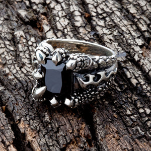 Sterling Silver Black Onyx Dragon Claw Ring, product view 1