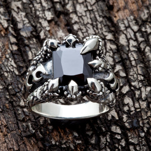 Sterling Silver Black Onyx Dragon Claw Ring, product view 2
