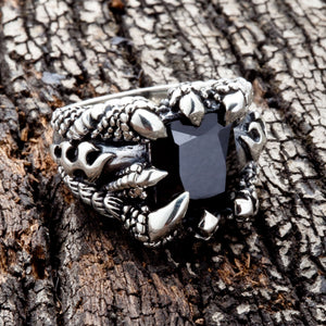 Sterling Silver Black Onyx Dragon Claw Ring, product view 3