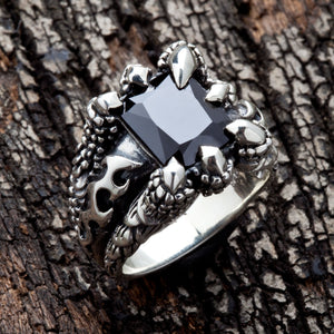 Sterling Silver Black Onyx Dragon Claw Ring, product view 6