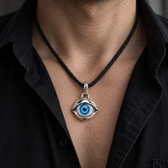 Ciondolo malocchio blu in argento sterling