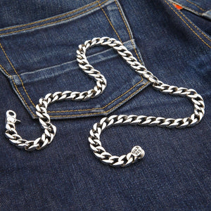 10 mm cuban link-halskjede i sterlingsølv, helt halskjede