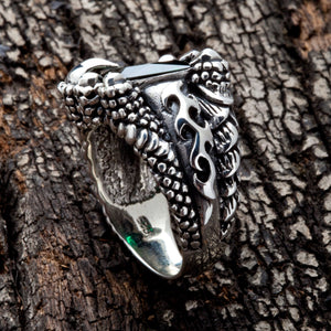 Sterling Silver Emerald Dragon Claw Ring, product view 5