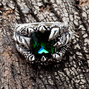 Sterling Silver Emerald Dragon Claw Ring, product view 7