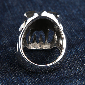 Sterling Silver Fang Devil Clear CZ Ring — interior band view