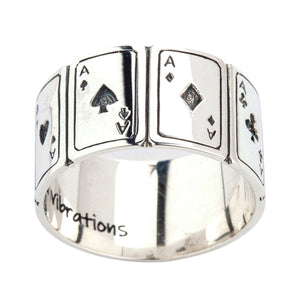 Sterling Silver Four Aces Poker Ring, product view 1