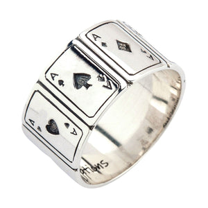 Sterling Silver Four Aces Poker Ring, product view 2