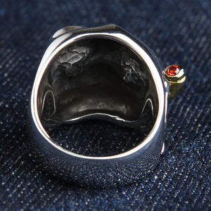 Sterling Silver Pirate Skull CZ Ring — interior band view