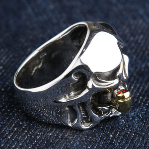 Sterling Silver Pirate Skull CZ Ring — opposite side profile