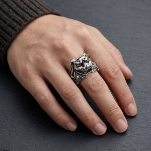 Pixiu Sterling Silver Ring worn on hand