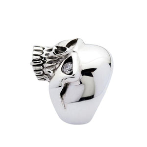 Sterling Silver Skull Ring with Clear CZ Eye, product view 5