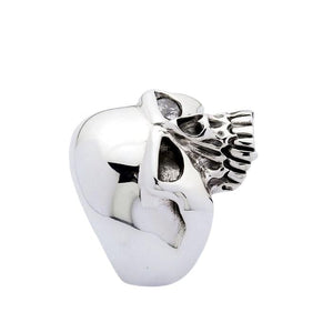 Sterling Silver Skull Ring with Clear CZ Eye, product view 6