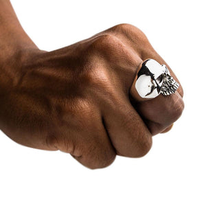 Sterling Silver Skull Ring with Clear CZ Eye, product view 8