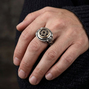 Star of David Sterling Silver Ring worn on hand