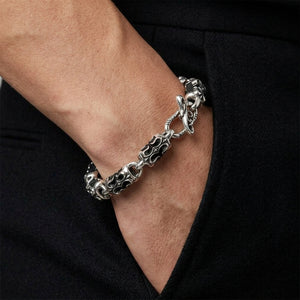 Stingray Leather Cross Sterling Silver Bracelet, worn on the wrist