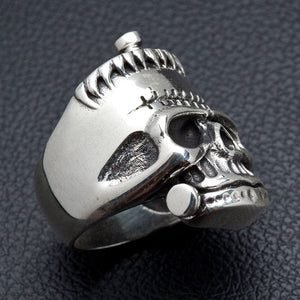 Stitched Skull-ring i 925 sterlingsilver, sidoprofil av dödskalle och nackbult
