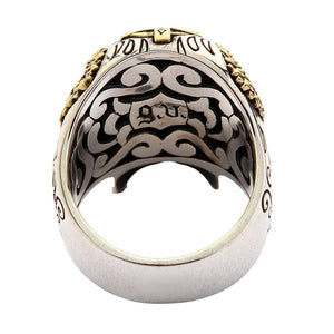 Bague tête de mort mexicaine ornée en argent sterling, ouverture arrière et crâne intérieur ajouré