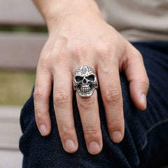 Sterling zilveren tattoo-doodskopring