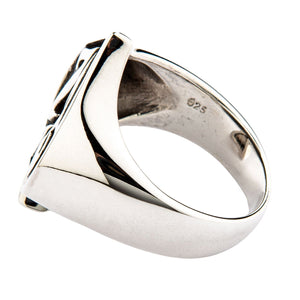 Number 13 Spade Sterling Silver Signet Ring. Inner stamp.