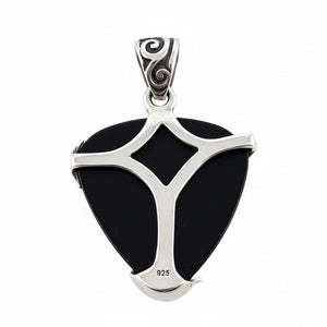 Tribal Blade Guitar Pick Holder in Sterling Silver, holder back