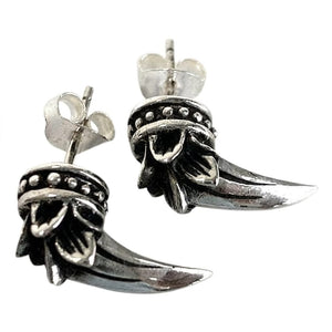 Tribal Claw Sterling Silver Stud Earrings, claw pair front