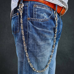 Catena per portafoglio in argento sterling con rullo tribale