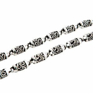Tribal Roller Sterling Silver Wallet Chain, roller link detail