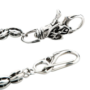 Tribal Blossom sterling zilveren portemonneeketting, detail bloesemsluiting