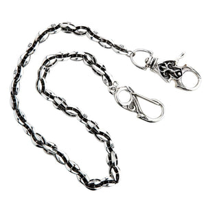 Tribal Blossom sterling zilveren portemonneeketting, detail ovale schakels