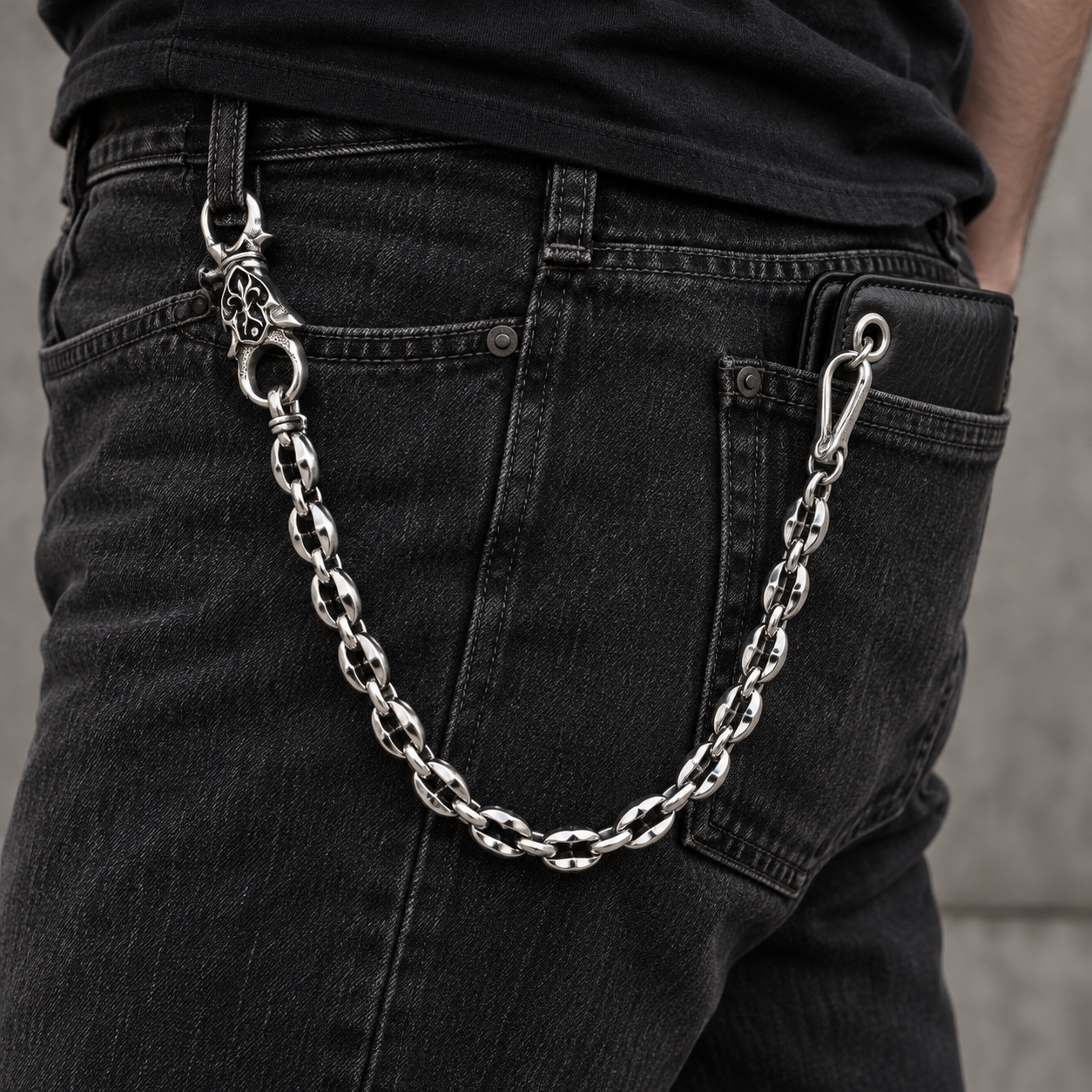 Tribal Blossom Sterling Silver Wallet Chain | Gothicrock