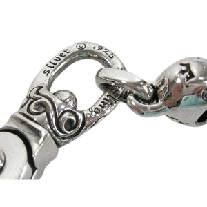 Clear-Eye Tribal Skull Sterling Silver Keychain, hallmark detail