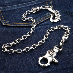 Cadena para cartera con calavera tribal en plata de ley .925, disposición completa de la cadena para cartera